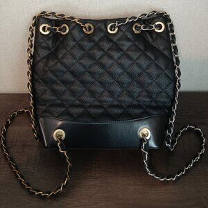 Be Humane Saratoga Quilted Backpack Purse Hobo Bag Silver & Gold Chain Straps